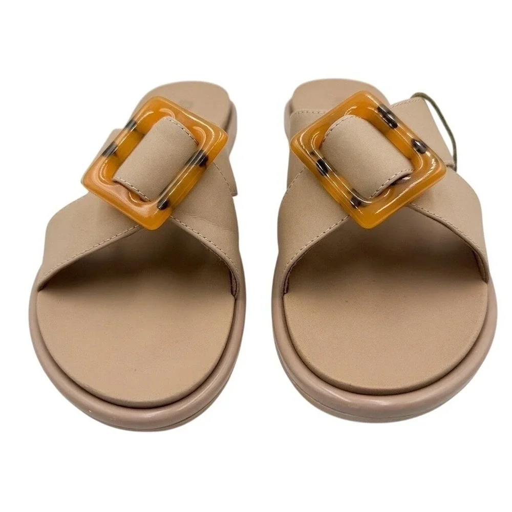 OluKai La'i Slide Sandals Taupe Tortoise Buckle 20511-TQTQ Women's 11 **NEW** - Picture 2 of 6